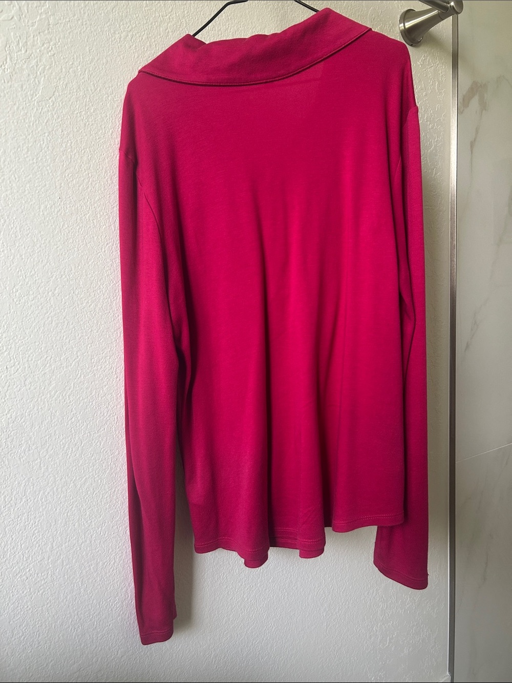 Talbots Long Sleeve Polo Top in Fuchsia - Picture 2 of 3
